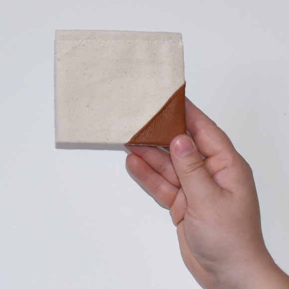 Wallet bifold canvas with leather corners handmade - Picture 4 of 4